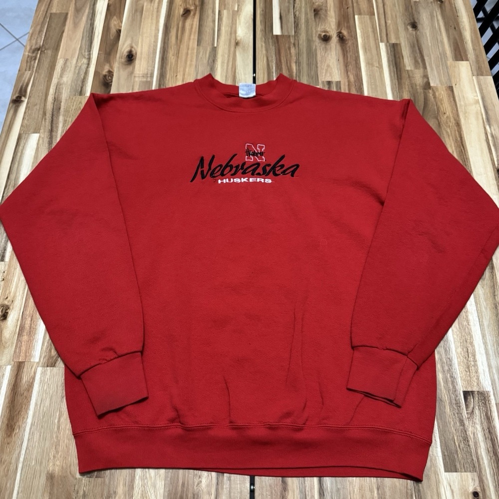 Vintage Nebraska Cornhuskers Sweatshirt Mens XL Red Crewneck Embroidered College
